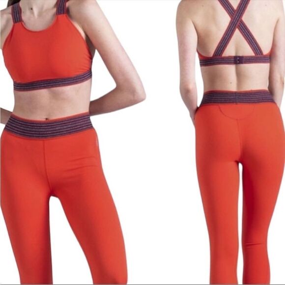 Free People Practice makes perfect Orange red Leggings XS - Picture 1 of 6